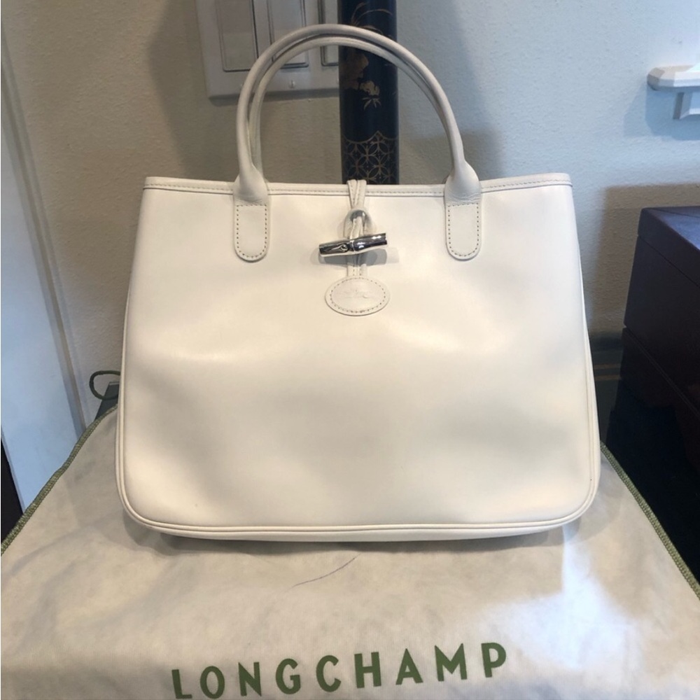 LONGCHAMP ROSEAU LEATHER TOTE NWOT WHITE - Picture 9 of 15